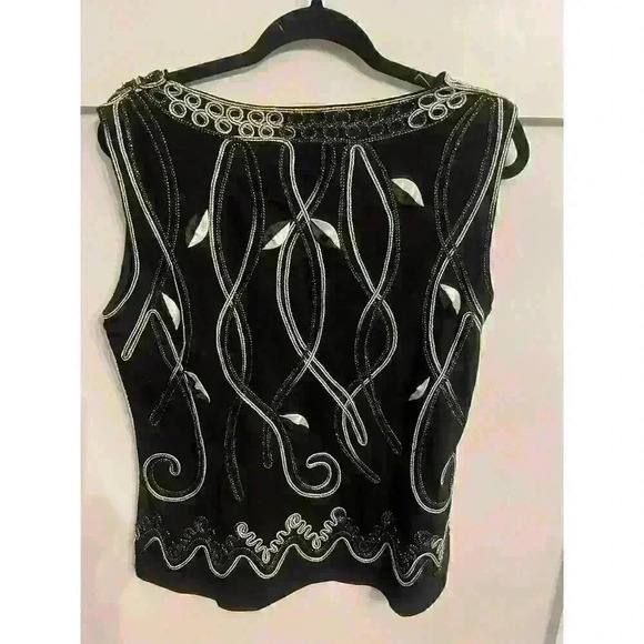 Lauren Michelle Black Embroidered Sleeveless Career Blouse, size XL - Picture 5 of 5